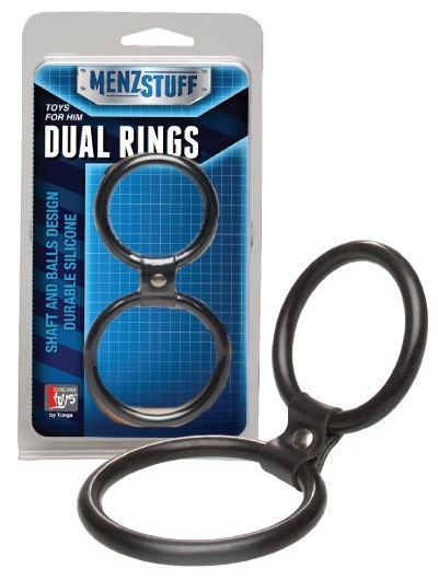 Чёрное двойное эрекционное кольцо Dual Rings Black - Dream Toys - в Тюмени купить с доставкой