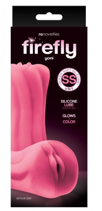 Розовый, светящийся в темноте мастурбатор-вагина из мягкого силикона Yoni - NS Novelties - в Тюмени купить с доставкой