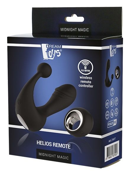 Черный вибромассажер со стимулятором клитора HELIOS REMOTE - Dream Toys