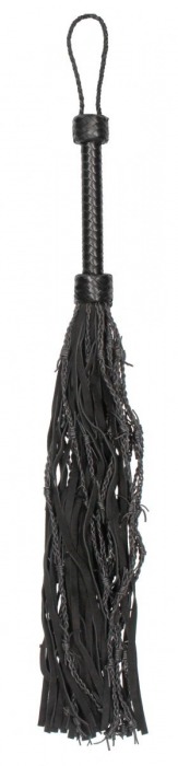 Черная многохвостая плетеная плеть Leather Suede Barbed Wired Flogger - 76 см. - Shots Media BV - купить с доставкой в Тюмени