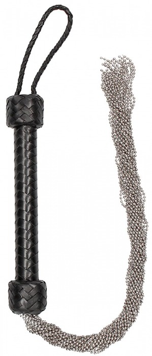Черная многохвостая металлическая плеть Silver Ball Chain Flogger - 76 см. - Shots Media BV - купить с доставкой в Тюмени