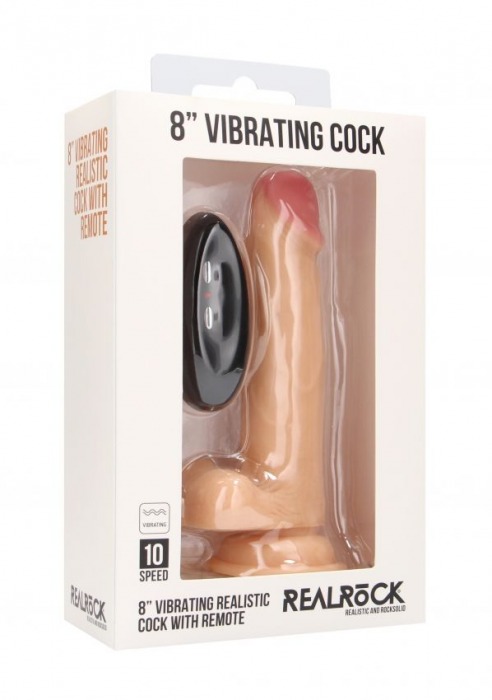 Телесный вибратор-реалистик Vibrating Realistic Cock 8  With Scrotum - 20 см. - Shots Media BV
