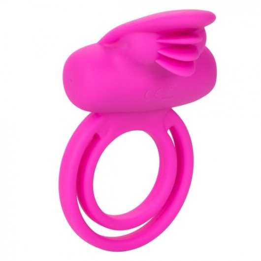 Ярко-розовое эрекционное кольцо Silicone Rechargeable Dual Clit Flicker - California Exotic Novelties - в Тюмени купить с доставкой
