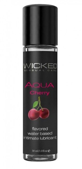 Лубрикант на водной основе WICKED AQUA Cherry с ароматом вишни - 30 мл. - Wicked - купить с доставкой в Тюмени