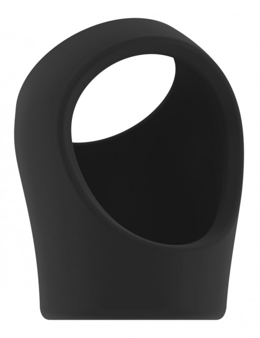 Черное эрекционное кольцо для пениса и мошонки No45 Cockring with Ball Strap - Shots Media BV - в Тюмени купить с доставкой