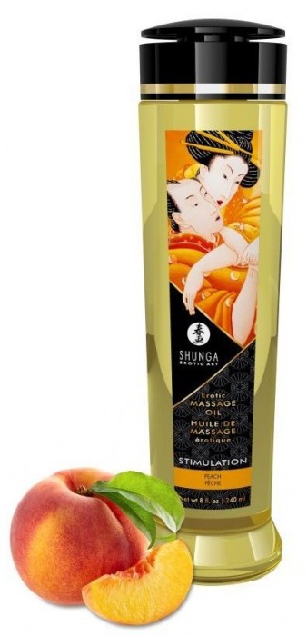 Массажное масло для тела с ароматом персика Stimulation - 240 мл. - Shunga - купить с доставкой в Тюмени