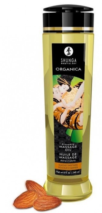 Массажное масло Organica с ароматом миндаля - 240 мл. - Shunga - купить с доставкой в Тюмени