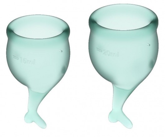 Набор темно-зеленых менструальных чаш Feel secure Menstrual Cup - Satisfyer - купить с доставкой в Тюмени