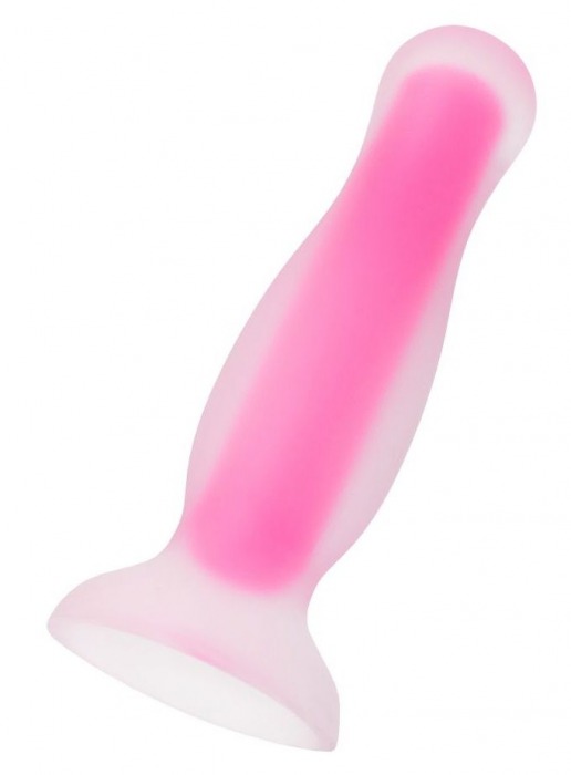 Розовая, светящаяся в темноте анальная втулка Cain Glow - 10 см. - ToyFa
