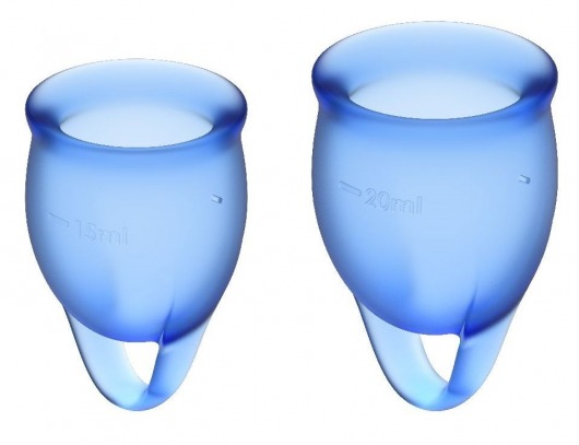 Набор синих менструальных чаш Feel confident Menstrual Cup - Satisfyer - купить с доставкой в Тюмени