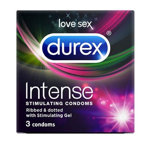 Рельефные презервативы со стимулирующей смазкой Durex Intense Orgasmic - 3 шт. - Durex - купить с доставкой в Тюмени