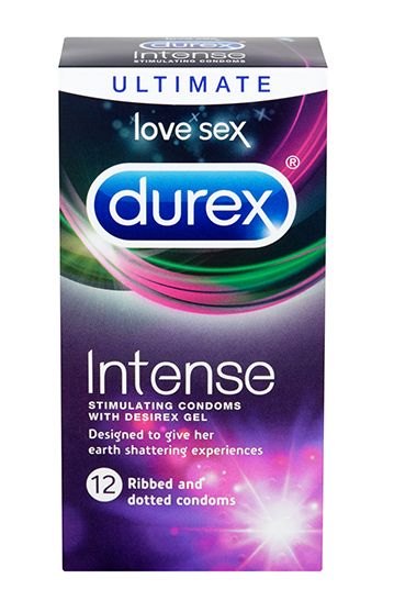 Рельефные презервативы со стимулирующей смазкой Durex Intense Orgasmic - 12 шт. - Durex - купить с доставкой в Тюмени