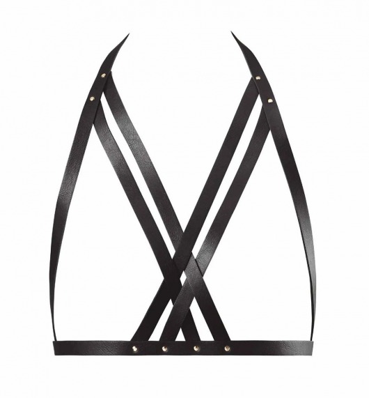 Черная упряжь Halter Bra Harness - Bijoux Indiscrets - купить с доставкой в Тюмени