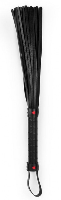 Черная многохвостая гладкая плеть с ручкой - 40 см. - Bior toys - купить с доставкой в Тюмени