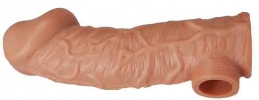 Телесная насадка на фаллос с отверстием для мошонки EXTREME SLEEVE - 17,6 см. - KOKOS - в Тюмени купить с доставкой