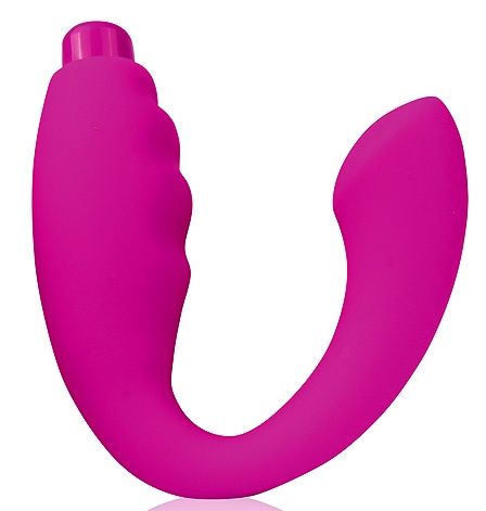 Ярко-розовый изогнутый вибромассажер - Bior toys