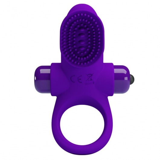 Фиолетовое эрекционное виброкольцо в клиторальной щеточкой Vibrant Penis Ring II - Baile - в Тюмени купить с доставкой