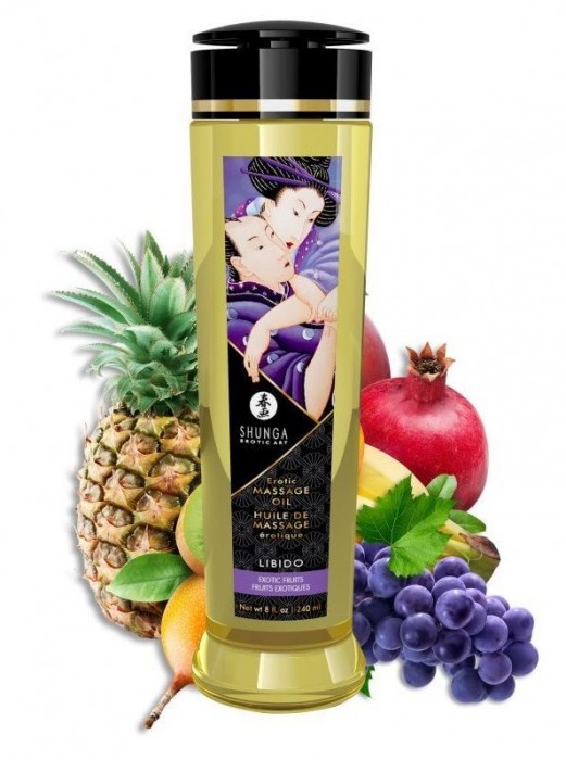 Массажное масло Libido Exotic Fruits с ароматом экзотических фруктов - 240 мл. - Shunga - купить с доставкой в Тюмени