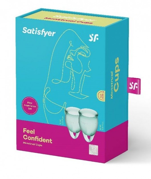 Набор темно-зеленых менструальных чаш Feel confident Menstrual Cup - Satisfyer - купить с доставкой в Тюмени