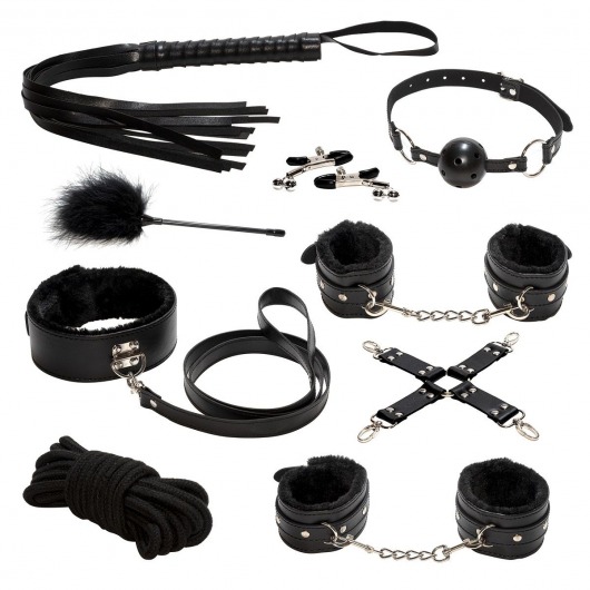 Эротический набор БДСМ из 9 предметов в черном цвете - Rubber Tech Ltd - купить с доставкой в Тюмени