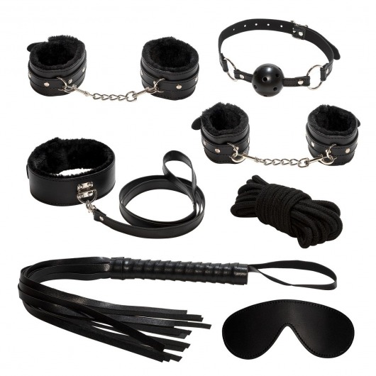 Эротический набор БДСМ из 7 предметов в черном цвете - Rubber Tech Ltd - купить с доставкой в Тюмени