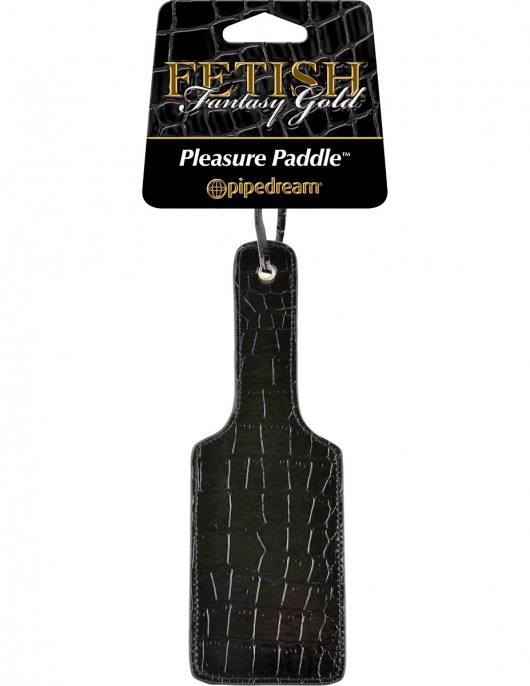 Чёрная с золотом шлепалка Gold Pleasure Paddle - Pipedream - купить с доставкой в Тюмени