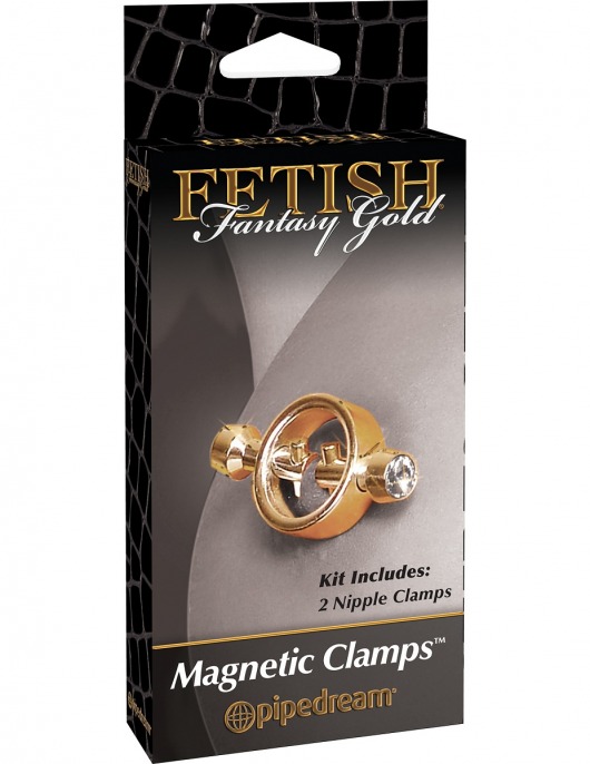 Золотистые зажимы на соски на магните Magnetic Clamps - Pipedream - купить с доставкой в Тюмени