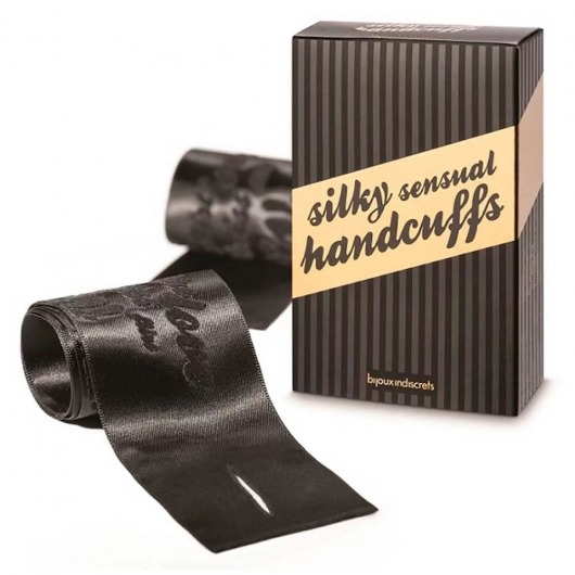 Черные ленты для связывания SILKY SENSUAL HANDCUFFS - Bijoux Indiscrets - купить с доставкой в Тюмени