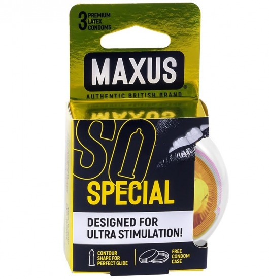 Презервативы с точками и рёбрами в пластиковом кейсе MAXUS Special - 3 шт. - Maxus - купить с доставкой в Тюмени