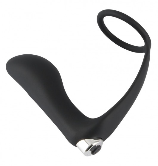 Черное эрекционное кольцо с анальной вибропробкой Vibrating Ring   Plug - Orion - в Тюмени купить с доставкой