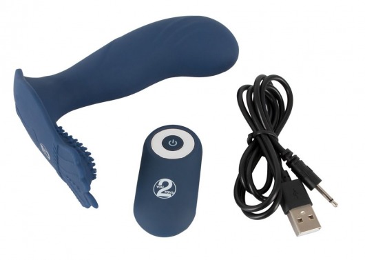 Синий вибростимулятор простаты Vibrating Butt Plug - 11,7 см. - Orion - в Тюмени купить с доставкой