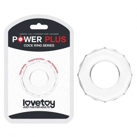 Прозрачное эрекционное кольцо с гранями POWER PLUS Cockring - Lovetoy - в Тюмени купить с доставкой