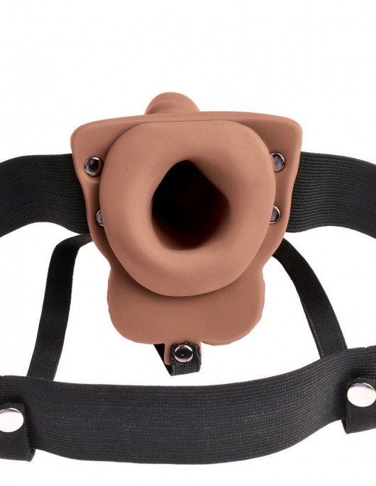 Кофейный перезаряжаемый вибрострапон 6  Hollow Rechargeable Strap-On Remote - 17,5 см. - Pipedream - купить с доставкой в Тюмени