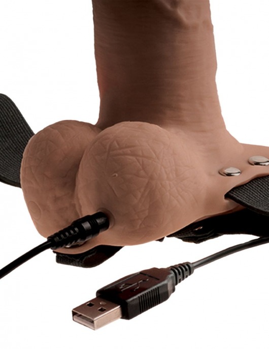 Кофейный перезаряжаемый вибрострапон 6  Hollow Rechargeable Strap-On Remote - 17,5 см. - Pipedream - купить с доставкой в Тюмени