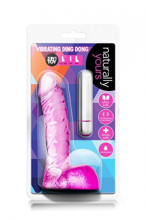 Розовый вибратор-реалистик Vibrating Ding Dong - 16,5 см. - Blush Novelties