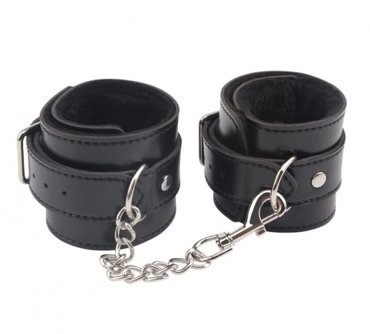Черные оковы на ноги Obey Me Leather Ankle Cuffs - Chisa - купить с доставкой в Тюмени