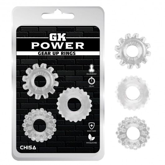 Набор из 3 прозрачных эрекционных колец Gear Up Rings - Chisa - в Тюмени купить с доставкой