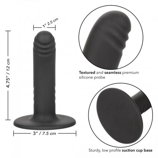 Черный анальный стимулятор 4.75” Ridged Probe - 12 см. - California Exotic Novelties - купить с доставкой в Тюмени