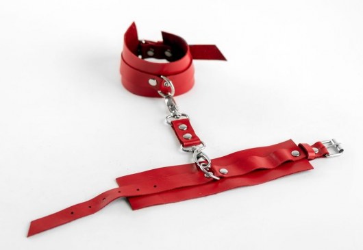 Красные оковы из натуральной кожи - БДСМ Арсенал - купить с доставкой в Тюмени