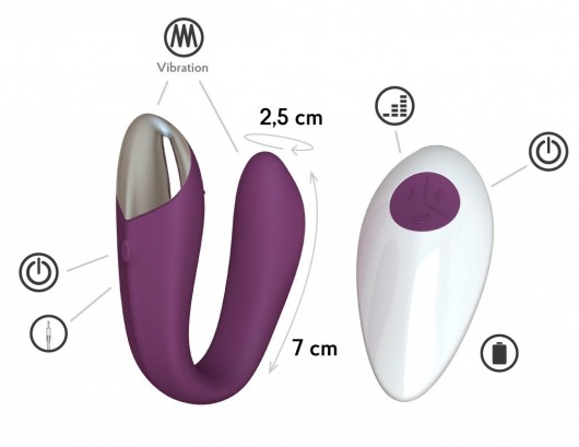 Фиолетовый вибратор для пар Fera с пультом ДУ - Le Frivole