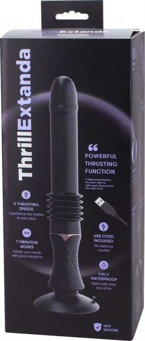 Черная секс-машина ThrillExtanda с функцией поступательных движений - 28,5 см. - Gopaldas - купить с доставкой в Тюмени