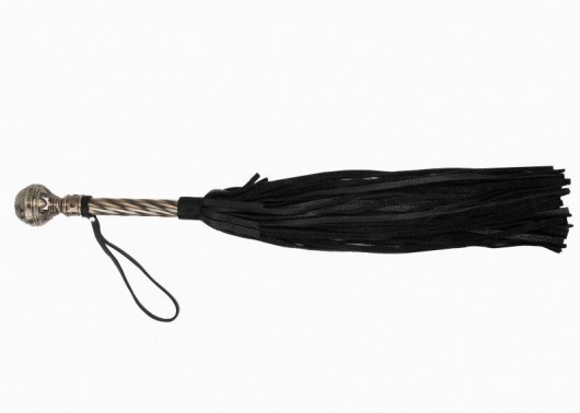 Черная плеть-флогер с витой ручкой в виде шара - 60 см. - Джага-Джага - купить с доставкой в Тюмени