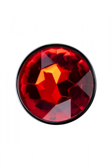 Изящная ребристая анальная втулка с красным кристаллом - 7 см. - Штучки-дрючки - купить с доставкой в Тюмени