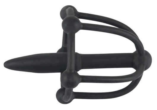Черный силиконовый расширитель Penis Plug with Glans Cage - Orion - купить с доставкой в Тюмени