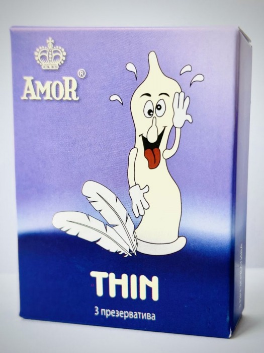 Супертонкие презервативы AMOR Thin  Яркая линия  - 3 шт. - AMOR - купить с доставкой в Тюмени