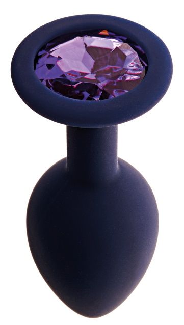 Черничная анальная пробка с фиолетовым кристаллом Gamma L - 9,4 см. - Le Frivole - купить с доставкой в Тюмени