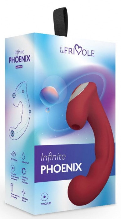 Бордовый вибратор Phoenix с вакуумной стимуляцией клитора - 18 см. - Le Frivole