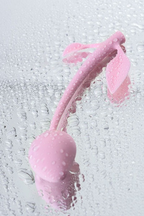 Розовый силиконовый вагинальный шарик с лепесточками - Штучки-дрючки