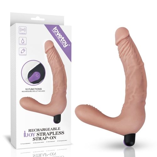 Телесный безремневой вибрострапон Rechargeable IJOY Real Strapless Strap on - 21 см. - Lovetoy - купить с доставкой в Тюмени