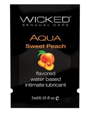 Лубрикант с ароматом спелого персика WICKED AQUA Sweet Peach - 3 мл. - Wicked - купить с доставкой в Тюмени